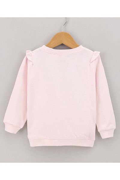 Babyhug Babyhug Full Sleeves Sweatshirt with Embroidery & Frill Detailing - Pink