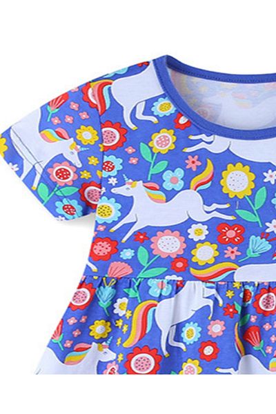 SAPS All unicorn and flower Printed dress - blue