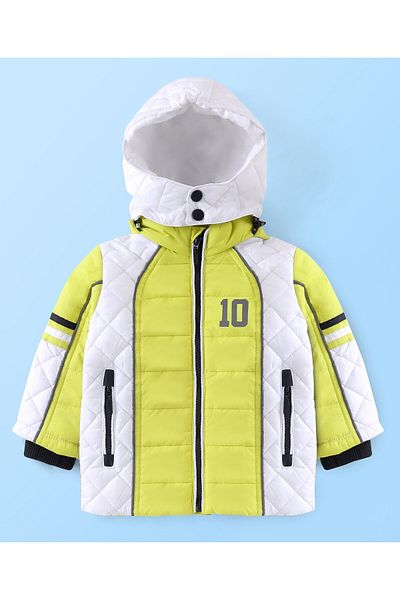 Babyhug Babyhug Woven Full Sleeves Hoodie Number Print - Neon