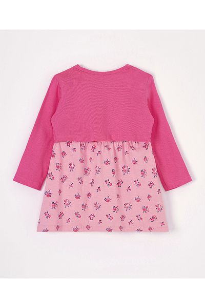 Babyhug Babyhug Cotton Knit Sleeveless Frock Dress with Shrug Floral Print - Pink