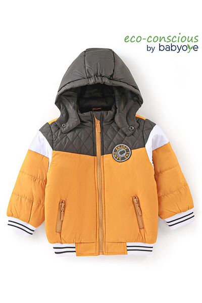 Babyoye Babyoye Quilted Textured Full Sleeves Jacket Color Block - Yellow