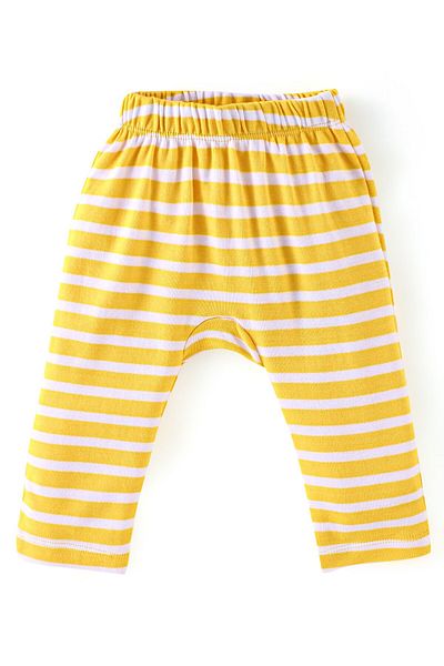 Babyhug Cotton Knit Full Length Diaper Pants Rocket Print Pack of 3 - Yellow Blue & Orange