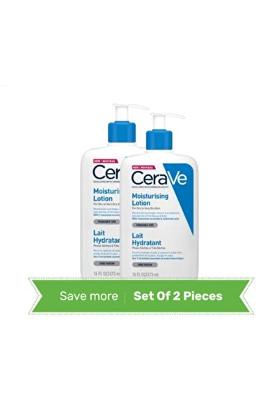 CeraVe لوشن مرطب 473 مل للبشرة الجافة إلى الجافة جدًا قطعتان