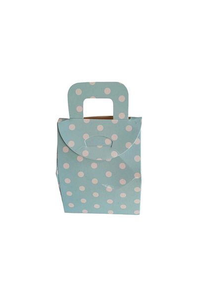 heppack Blue Polka Dot Gift Bag - Henna and Turkish Delight Box 5.5X6.5X4 Cm, Pack of 25