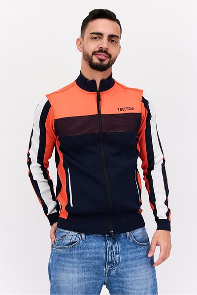 freesoul Men Brand Logo Full Zipper Sweatshirt, Orange