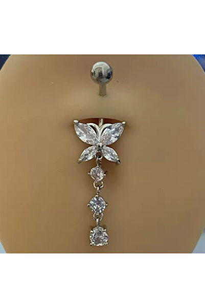 Hazeran accessories Kelebekli Sallantılı Göbek Piercing