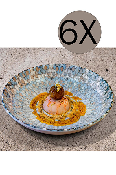 Bonna Porselen Luca Mozaik Bloom Çukur Tabak 23 cm 1000 cc 6'lı Takım S-MT-LUCMZBLM23CK