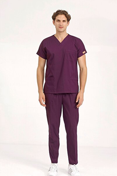 Brl Üniforma طقم جراحي للجنسين من الليكرا الطبي والممرضة باللون البرقوق الداك...