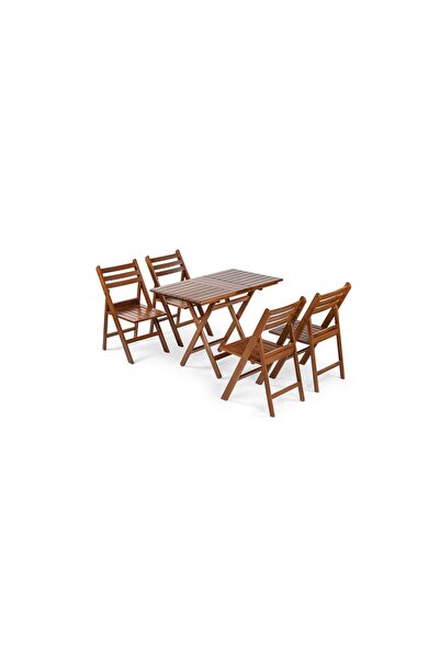 mebel stil İspanya Takım (Masa 70x120) - Katlanır, Ahşap Bahçe, Teras, Balkon...