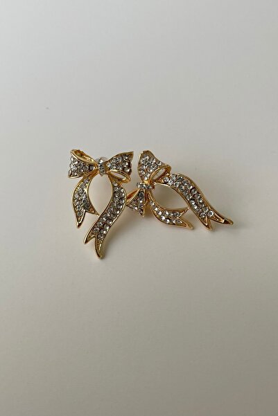 Lavian Accessories Zirkon Taşlı Kıvrımlı Fiyonk Küpe