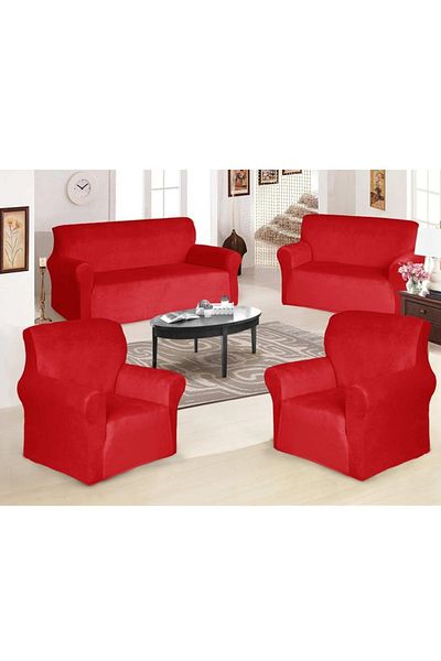 Evory Home Sofa Cover Velvet 4 Pieces Set of 7 Seater (3+2+1+1) Anti Wrinkle Slip Resistant Furniture Protector