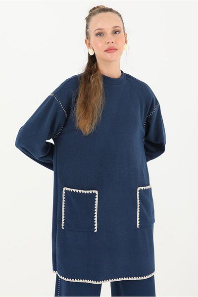 Moda Rosa 25K2232 - Navy Blue - Rubble Pouch Suit