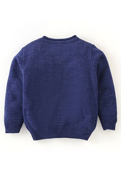 Babyhug سترة Babyhug Knit بأكمام كاملة وتصميم فيونكة - أزرق داكن ووردي