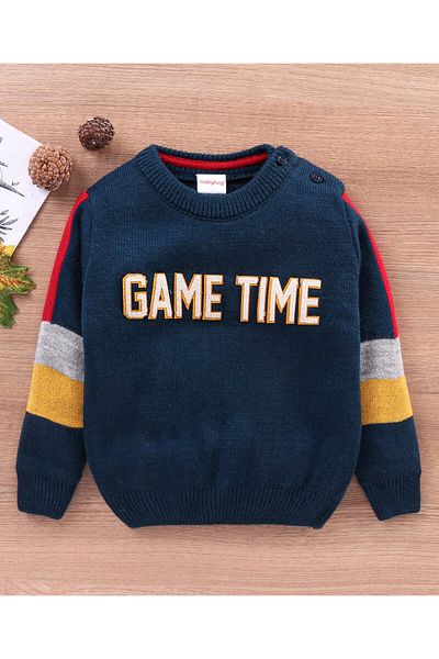 Babyhug سويت شيرت بأكمام كاملة مطبوع عليه Babyhug - أزرق داكن