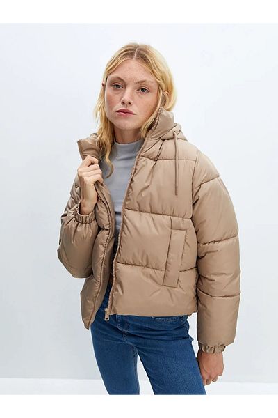 LC Waikiki Lcw Vision Beige Hooded Women's Puffer Coat