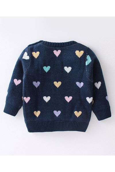 Babyhug بلوفر بيبي هاج بأكمام طويلة وطبعة قلب - أزرق