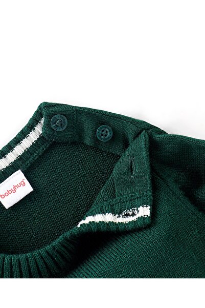 Babyhug Babyhug Full Sleeves Pullover Style Sweater Reindeer Patch - Green