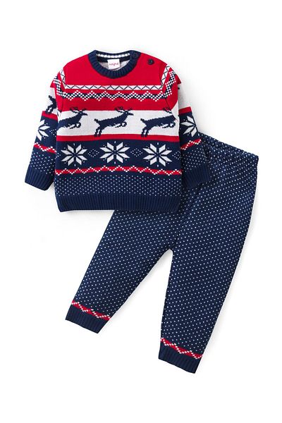 Babyhug Örgü Uzun Kollu Kazak Takımı Intarsia Desenli - لاسيفرت