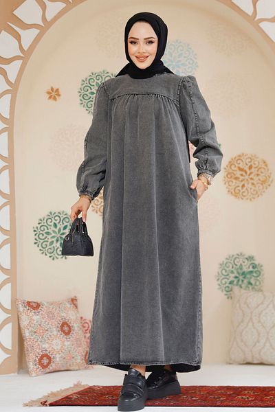 Neva Style Φόρεμα Hijab τζιν σε χρώμα Anthracite - 19129ANT