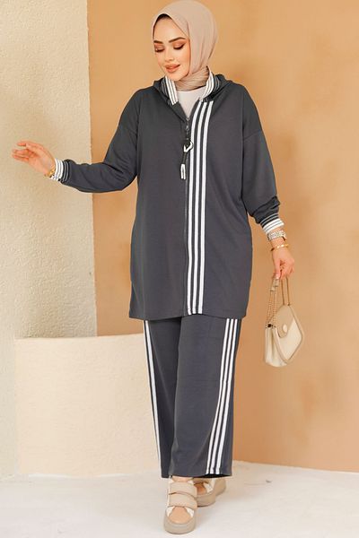 Neva Style Σετ διπλό υφασμάτινο καπνιστό Hijab Modal με φερμουάρ 60061fu
