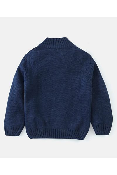 Babyhug Babyhug 100% Acrylic Full Sleeves  Sweater Solid Colour - Navy Blue
