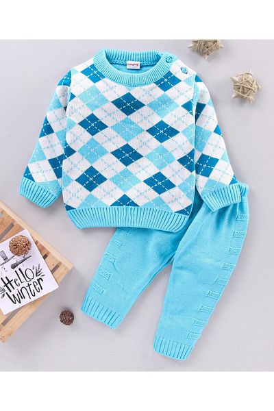 Babyhug Uzun Kollu Kazak ve Pijama Takımı Baskılı - مافي