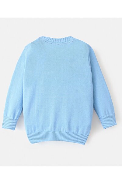 Bonfino Bonfino 100% Cotton Knit Full Sleeves Cars Designed Sweater - Aqua Blue