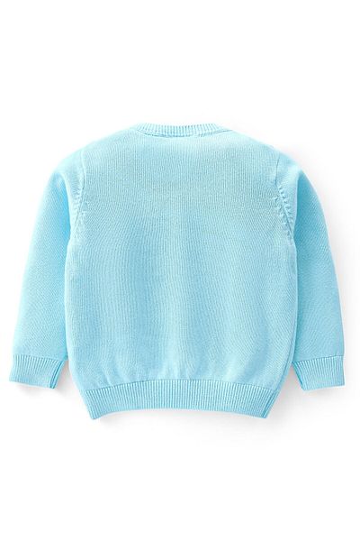 Babyhug سترة Babyhug المحبوكة ذات الأكمام الكاملة والمفتوحة من الأمام مع تفاصيل الكشكشة - أزرق مائي