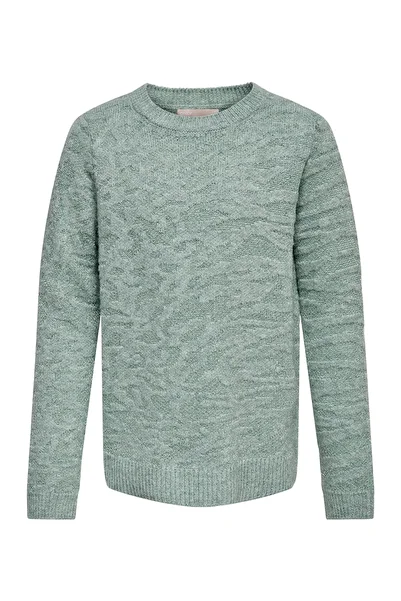 Only Kids - Solid Colored Knitted Pullover  -Blue Surf