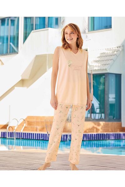 Aydoğan Aydoğan Women's Japone Sleeve Pajamas Set - Atlas Lace, Lyocell-Cotton