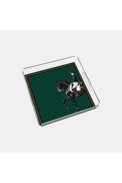 End Design Studio Equestrian Green 24X24 Plexiglass Tray