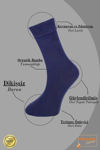 HARMONY COLLECTION navy Blue Bamboo Women's Long Socks - 6-piece Special Boxed, Seamless Toe, Premium Socks