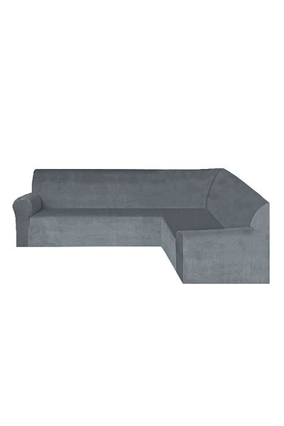 Evory Home Sofa Covers L Shape Velvet 6 Meter Slip Resistant and Highly Stretchy Grey