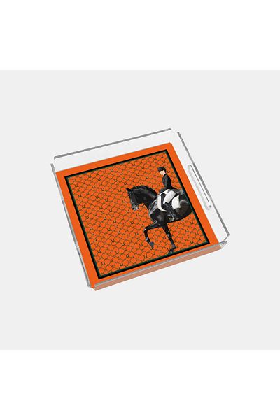 End Design Studio Equestrian Orange 24X24 Plexiglass Tray