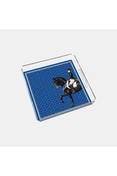End Design Studio Equestrian Blue 24X24 Plexiglass Tray