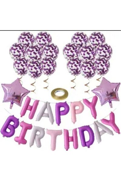 Ezgi Party Store ΔΙΑΦΑΝΕΣ ΜΠΑΛΟΝΙ HAPPY BIRTHDAY ΣΕΤ ΜΠΑΛΟΝΙ ΦΟΙΛΟ
