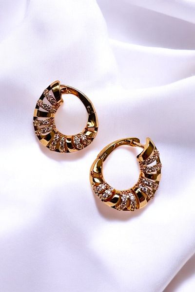 PETEK AKSESUAR Textured Stone Ring Earring