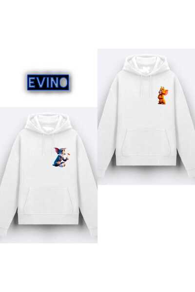 Hunors Sportswear & Company Tom and Jerry Printed Hooded Oversize Couple Lover Sweatshirts