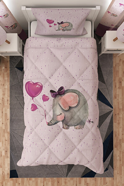 Talia Home Purple Elephant Single Children's Quilt Sleeping Set