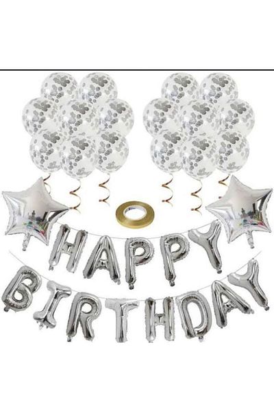 Ezgi Party Store ΔΙΑΦΑΝΕΣ ΜΠΑΛΟΝΙ HAPPY BIRTHDAY ΣΕΤ ΜΠΑΛΟΝΙ ΦΟΙΛΟ