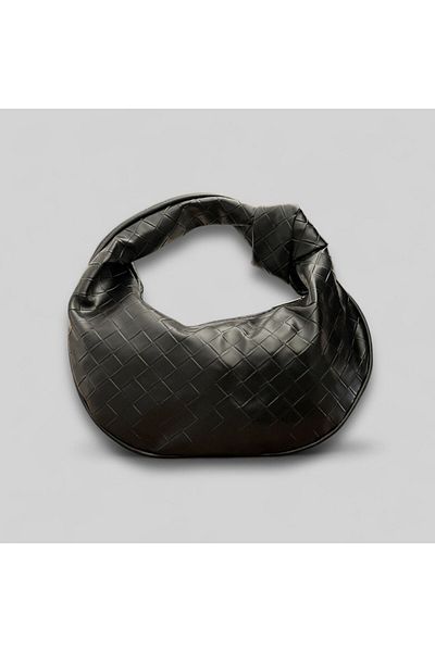 RumyaCollection Women's Black Braided Patterned Handbag