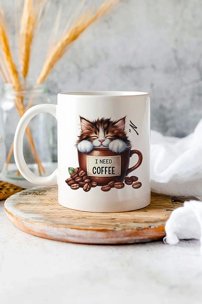 HEDİYEDİYE Cats Pearl Cup - 2 Mug Coffee Series