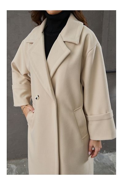 Elif Özbey Butik Stone Double Breasted Buttoned Stamp Coat