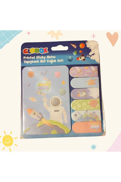 Globox Post-It (Adhesive Paper) Set for Kids Space Themed (20 Large, 20 X 6 Small)