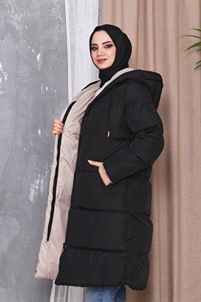 sportiness Palton de iarnă lung, căptușit cu fibre, cu glugă, rezistent la vânt