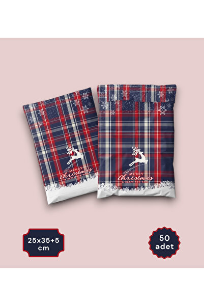 COLORPAK حقيبة شحن مطبوعة مخصصة للعام الجديد - عبوة هدايا (25 × 35 + 5 سم، 50 قطعة)