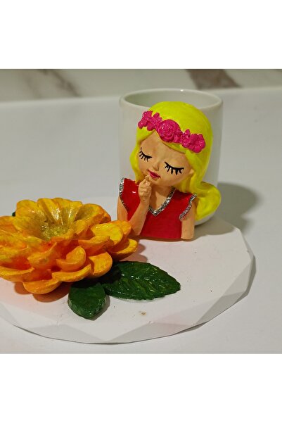MiMi EveNT Orange Lily Girl Figured Coffee Cup Mother's Day Valentine's Day B...