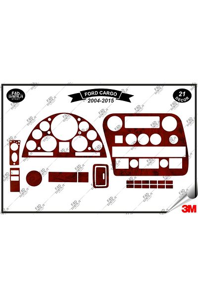 FD Damla Etiket 2004-2015 Ford Cargo Manual Consolă Torpedo Trim - Set de 21 bucăți din furnir de mahon
