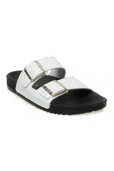 Muya A 8031957   New Season 2025 Women's White Daily Leather Slippers
