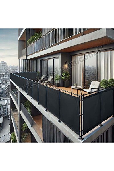sizenelazım 80cm x 0.5m  Siyah PVC Su Geçirmez Balkon Demiri Korkuluk Çit Branda